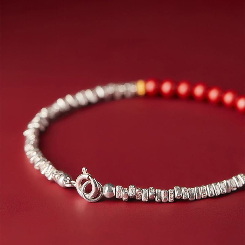Bracelet de bénédiction du personnage Fu en argent sterling 925 et cinabre de Buddha Stones - image 6