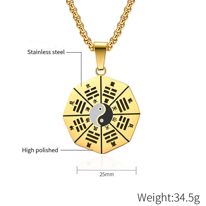 Bagua Yin Yang Titane Acier Balance Collier Pendentif - image 7