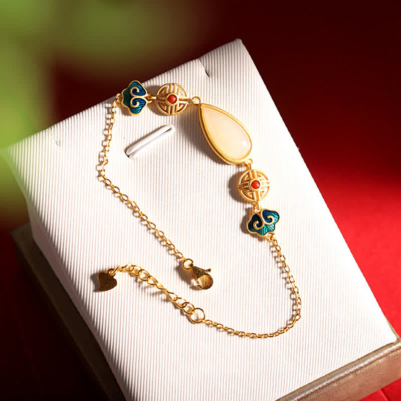 Collier avec pendentif en forme de goutte d'eau en argent sterling 925 et jade blanc Hetian - image 10