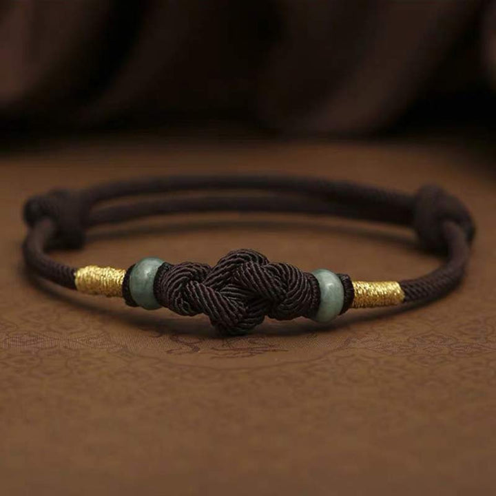 Bracelet tressé pour couple avec cordon rouge en jade et Buddha Stones