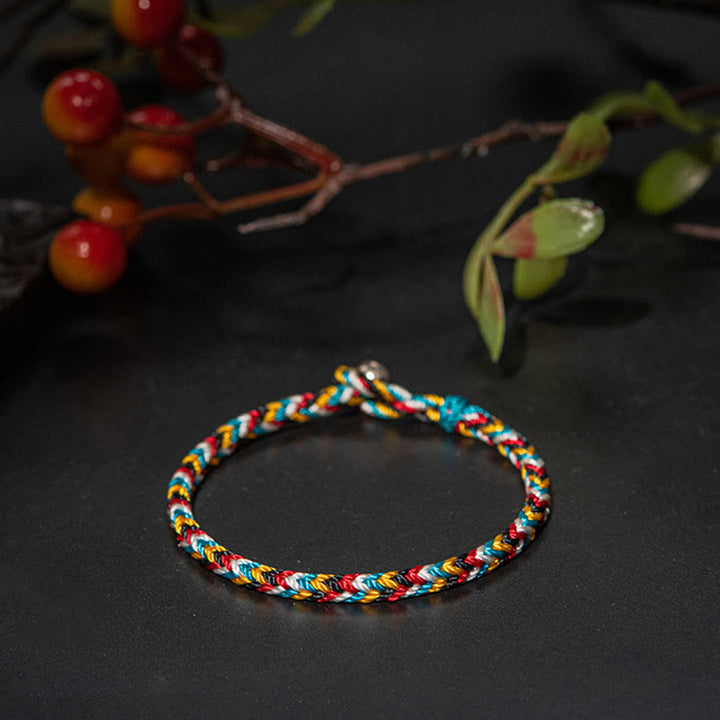 Bracelet tressé de protection en fil de cinq couleurs fait main avec Buddha Stones au Tibet - image 8