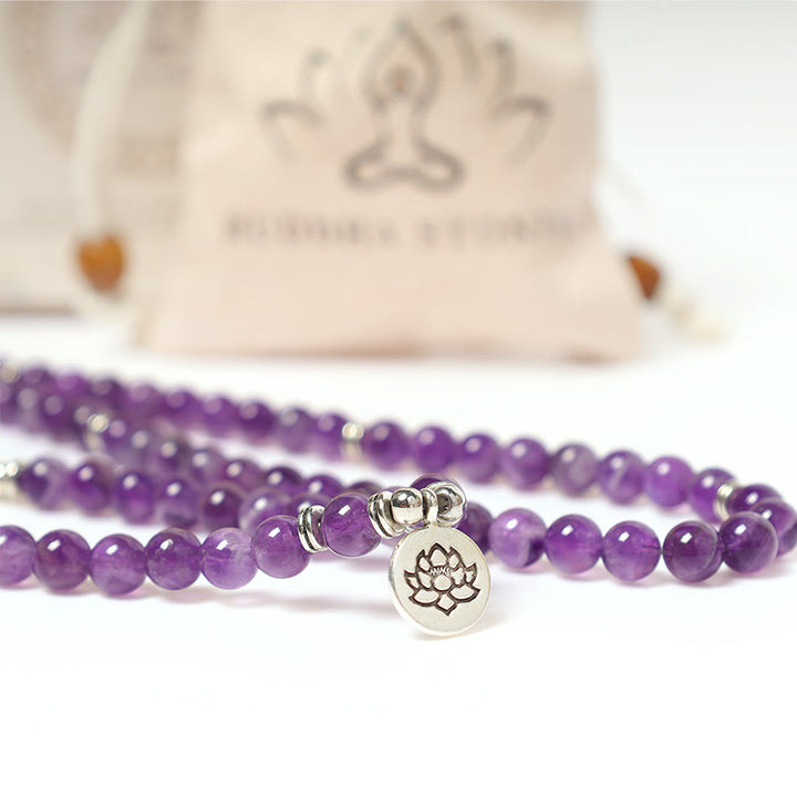 Bracelet Mala Purification Améthyste Naturelle Buddha Stones
