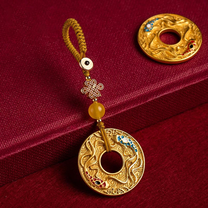Porte-clés Buddha Stones Double Koi Fish Peace Buckle Wealth Luck