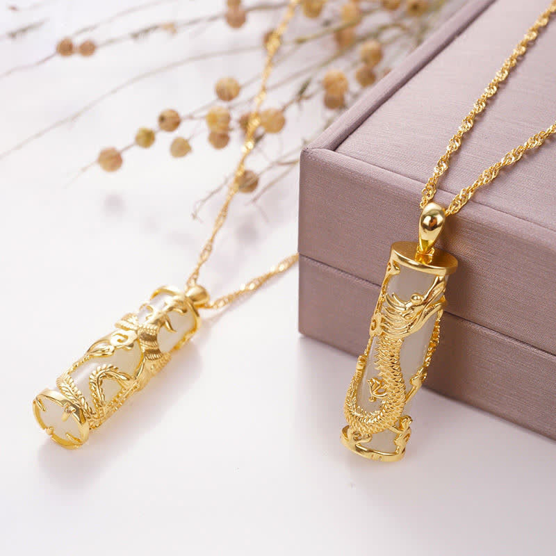 Collier pendentif en cuivre avec Buddha Stones , dragon, phénix, bénédiction et harmonie - image 1