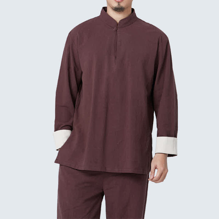 Ensemble de vêtements en coton et lin pour homme Buddha Stones, méditation spirituelle, zen, yoga, prière - Brun - US/UK/AU44，EU54 (3XL) - image 18