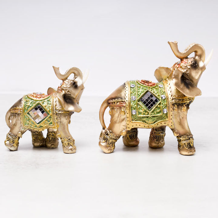 Statue d'éléphant vert Feng Shui porte-bonheur en Buddha Stones Sculpture Figurine de richesse Cadeau Décoration de la maison