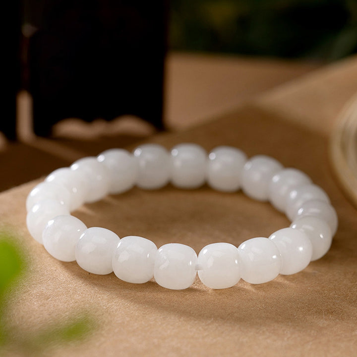 Bracelet de bénédiction du bonheur en jade blanc Hetian Buddha Stones - image 4