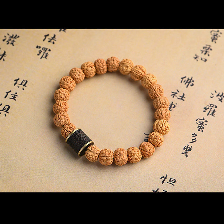 Bracelet de richesse et de bon augure en Buddha Stones tibétaines Rudraksha Bodhi Seed