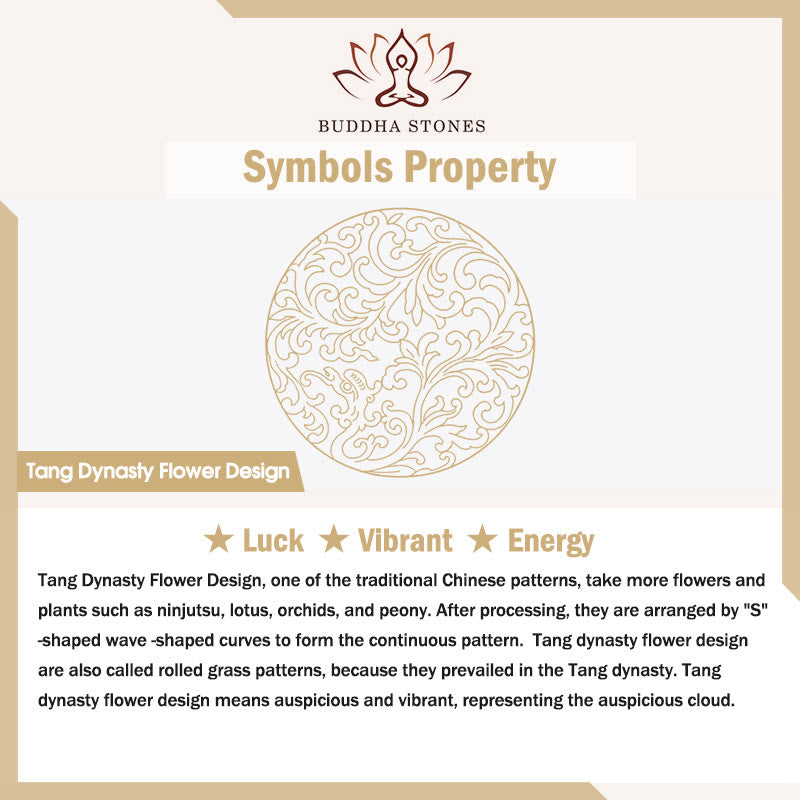 Bracelet tibétain en cuivre avec Buddha Stones Om Mani Padme Hum et motif floral de la dynastie Tang