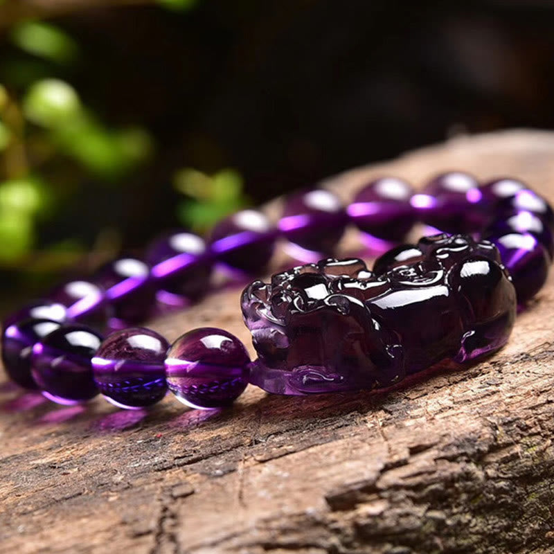 Bracelet Feng Shui en améthyste avec Buddha Stones pour la fortune et la richesse