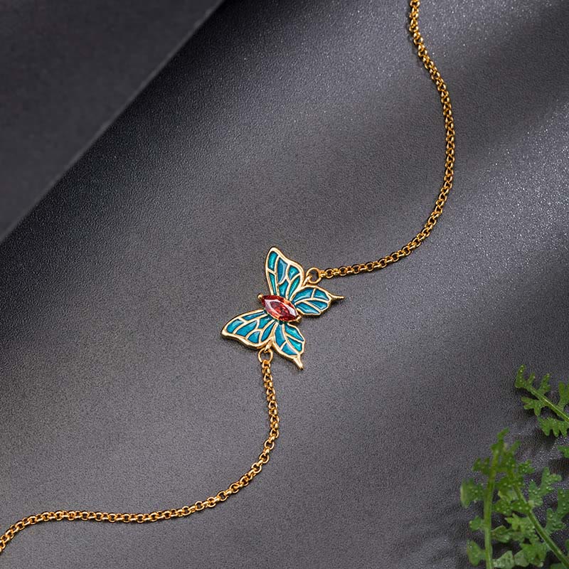 Bracelet chaîne d'amour en argent sterling 925 avec papillon et zircons Buddha Stones - image 2