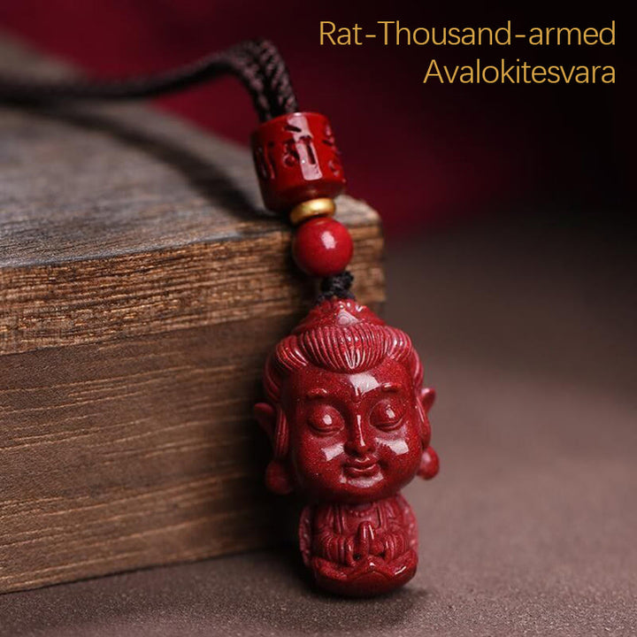 Buddha Stones Zodiaque chinois Bouddha natal Amulette en cinabre naturel Collier pendentif éloignant les mauvais esprits