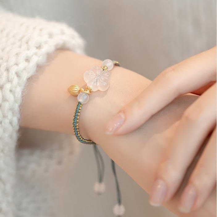 Bracelet en corde de confiance calme et agate rouge en jade et lotus avec Buddha Stones