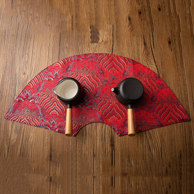 Buddha Stones vintage et vagues de la mer, dessous de verre pour tasse à thé, tapis à thé Kung Fu