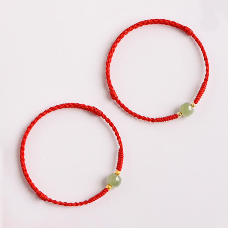 Bracelet tressé en perles de jade porte-bonheur et prospérité fait main avec Buddha Stones