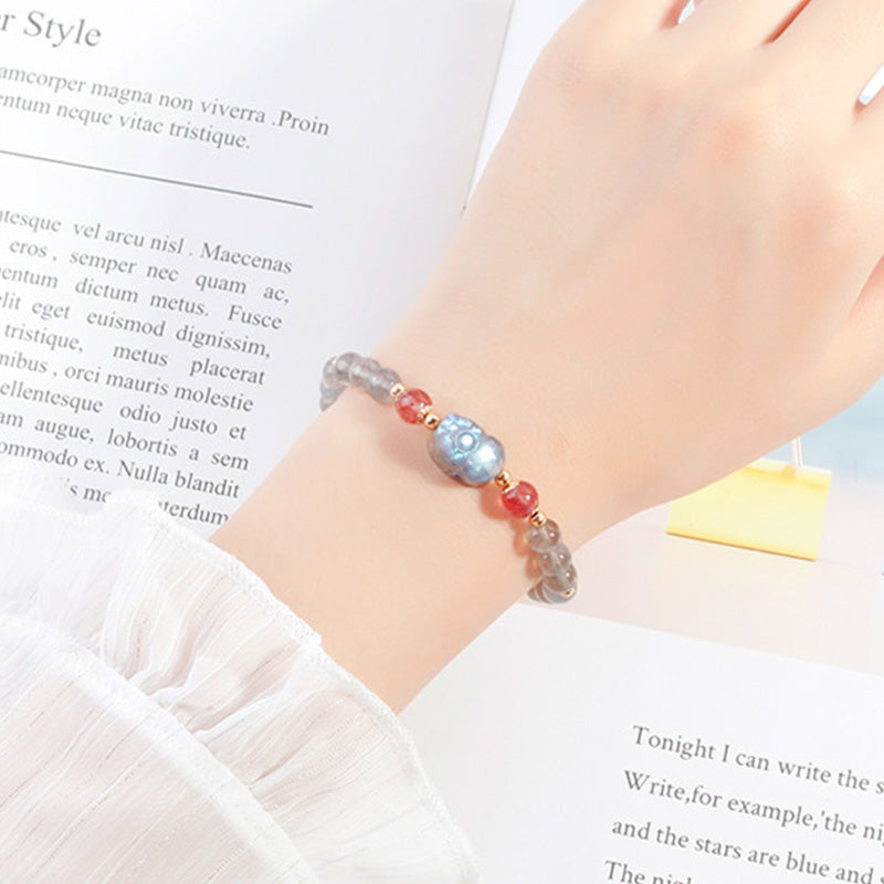 Bracelet de guérison PiXiu en pierre de lune et quartz Buddha Stones