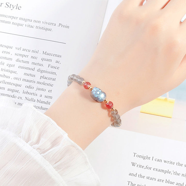 Bracelet de guérison PiXiu en pierre de lune et quartz Buddha Stones
