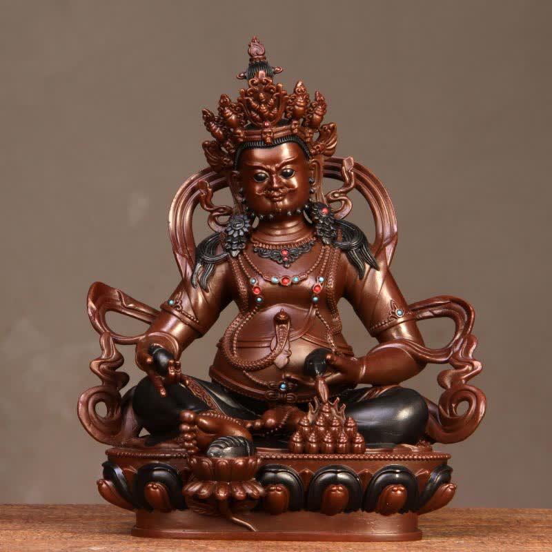Figurine Bodhisattva Jambhala jaune Statue de compassion en cuivre Décoration de bureau à domicile - image 0