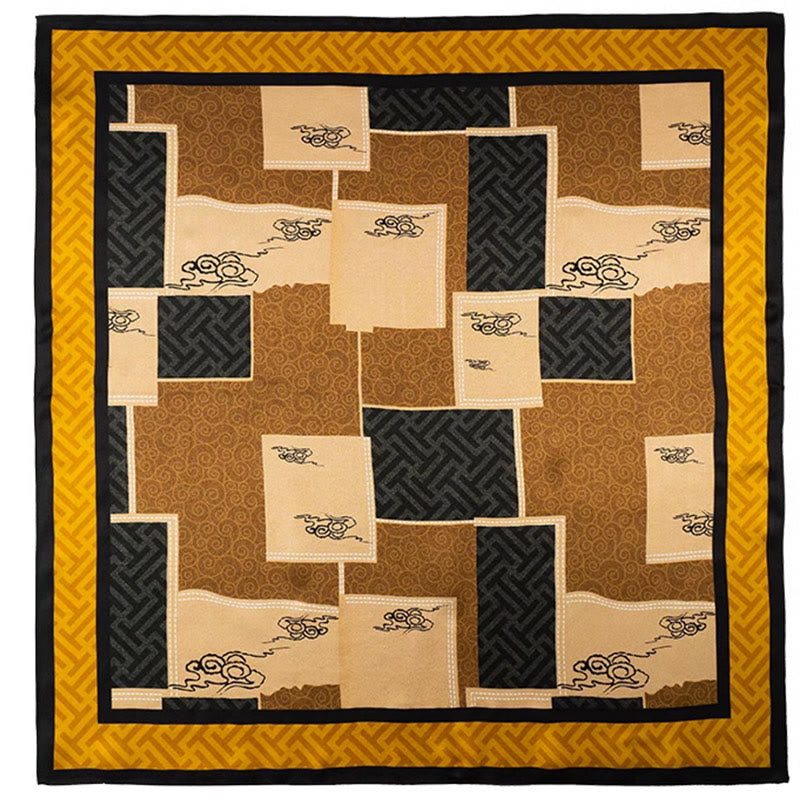 Écharpe en soie de mûrier 100 % peinture à l'huile de la jungle avec Buddha Stones et nuages ​​de bon augure, écharpe de cou en soie double face de qualité supérieure 6A - image 22