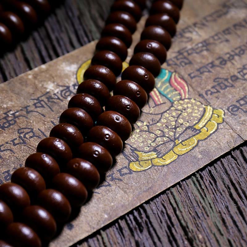 Buddha Stones Bracelet d'harmonie Dorje en cuivre avec 108 perles de Mala en perles de Bodhi violettes à trois yeux