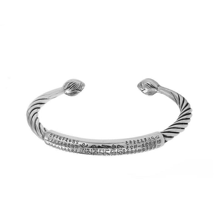 Bracelet manchette tibétain en Buddha Stones Om Mani Padme Hum Sutra du cœur Pureté