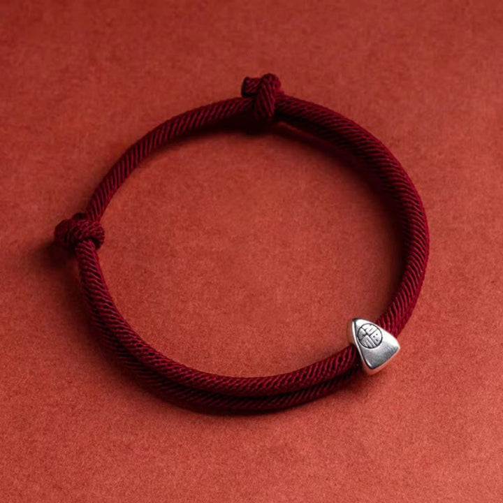 Bracelet tressé fait main en argent sterling 925 avec le personnage Fu et les Buddha Stones