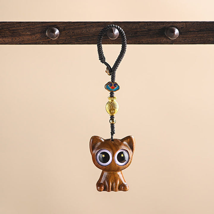 Buddha Stones en bois de santal vert, chat porte-bonheur, poisson koï, décoration à suspendre pour téléphone