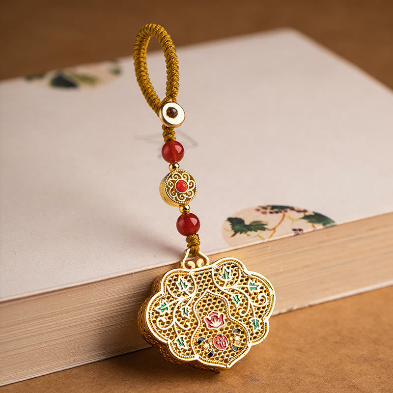 Porte-clés Buddha Stones Lock of Good Wishes Fu Character Lucky Blessing
