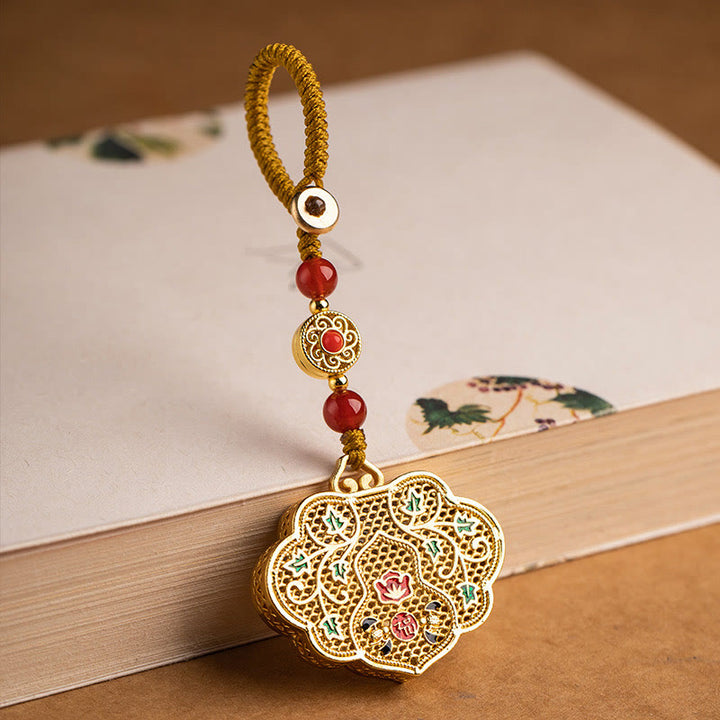Porte-clés Buddha Stones Lock of Good Wishes Fu Character Lucky Blessing