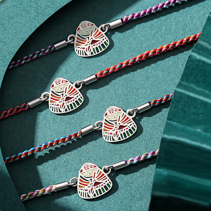 Bracelet artisanal multicolore en argent sterling 925 Buddha Stones et motif Zongzi