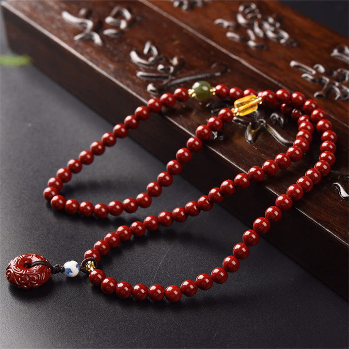 Bracelet Mala tibétain à triple tour avec boucle de paix et Buddha Stones