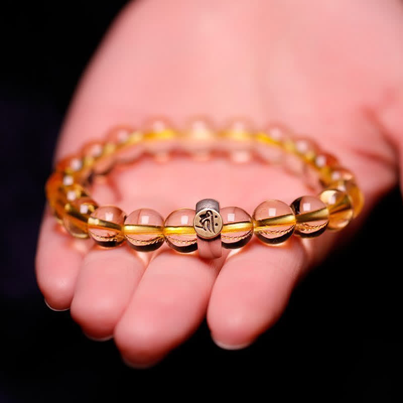 Bracelet de protection en argent sterling 925 avec pendentif en citrine et bouddha du zodiaque chinois