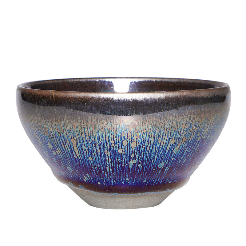 Tasse à thé en céramique émaillée colorée bleue de Jianzhan de pierres de Buddha Stones tasse à thé Kung Fu Tenmoku avec boîte-cadeau
