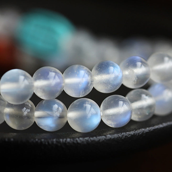 Bracelet de guérison en cristal de Buddha Stones : Mala, pierre de lune, ambre, lotus et turquoise. - image 6
