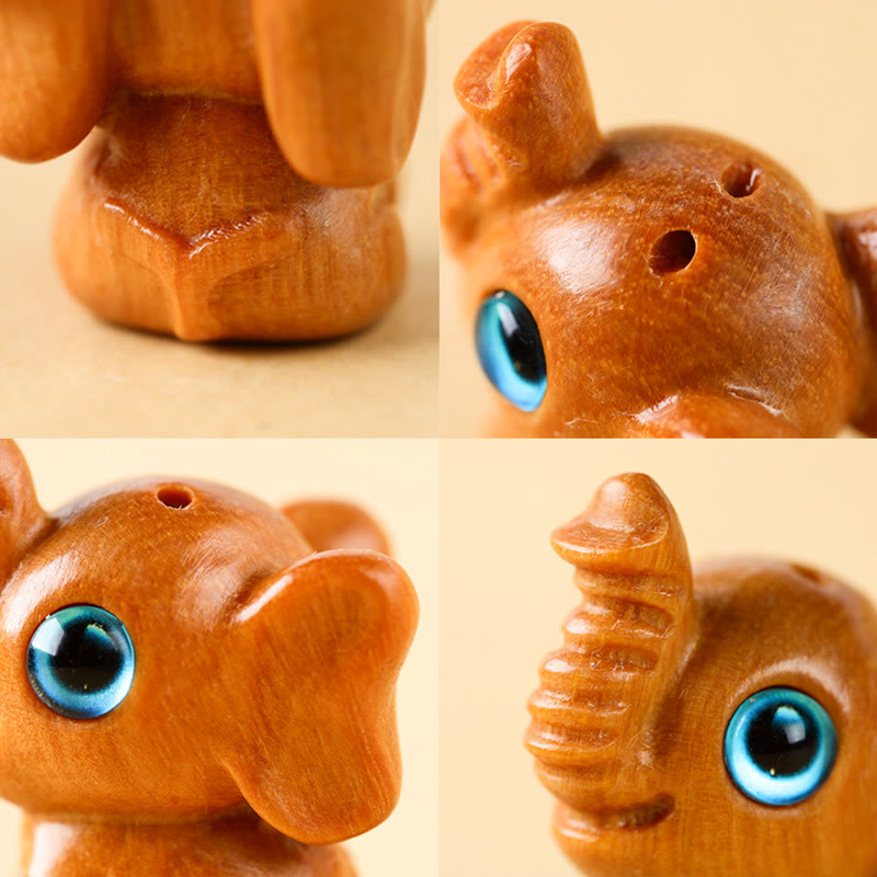 Buddha Stones Bois de santal Petite feuille Bois de santal rouge Bois de santal vert Mini éléphant porte-bonheur sculpté Décoration de protection - image 8