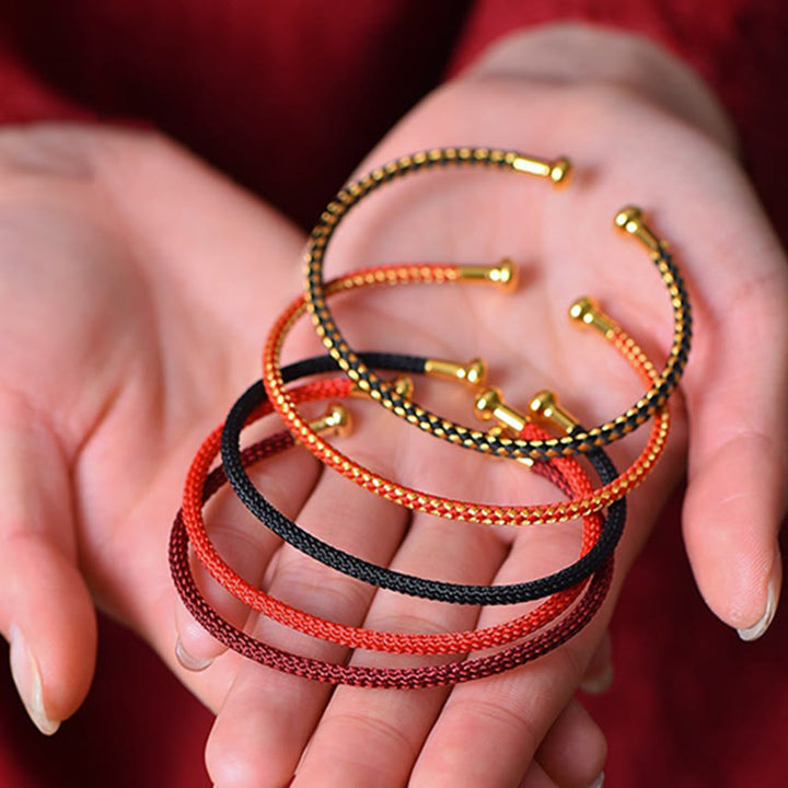 Bracelet manchette tressé fait main avec Buddha Stones au design simple - image 1