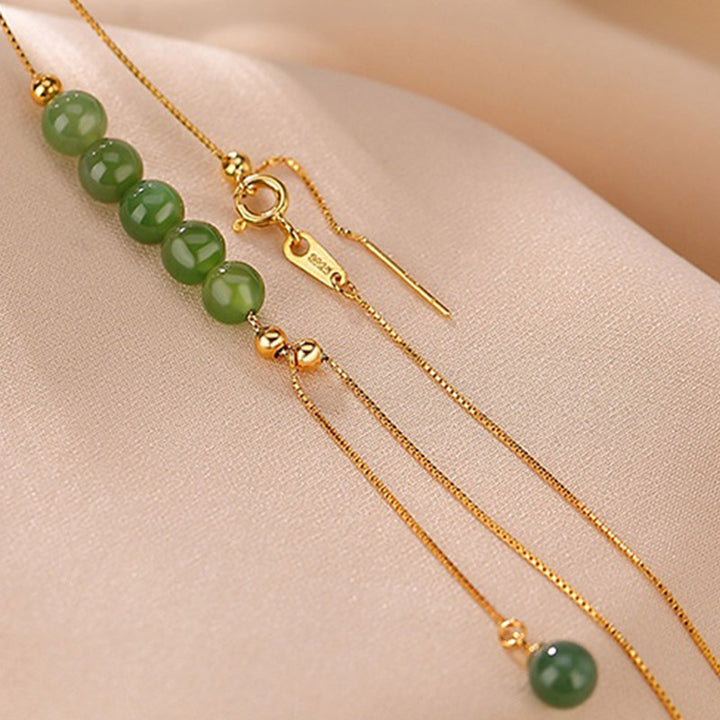 Collier pendentif de guérison en perles de jade cyan en argent sterling 925 Buddha Stones