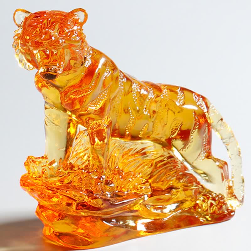 Pièce d'art en cristal de tigre Liuli faite à la main, protection de la décoration de la maison - image 9