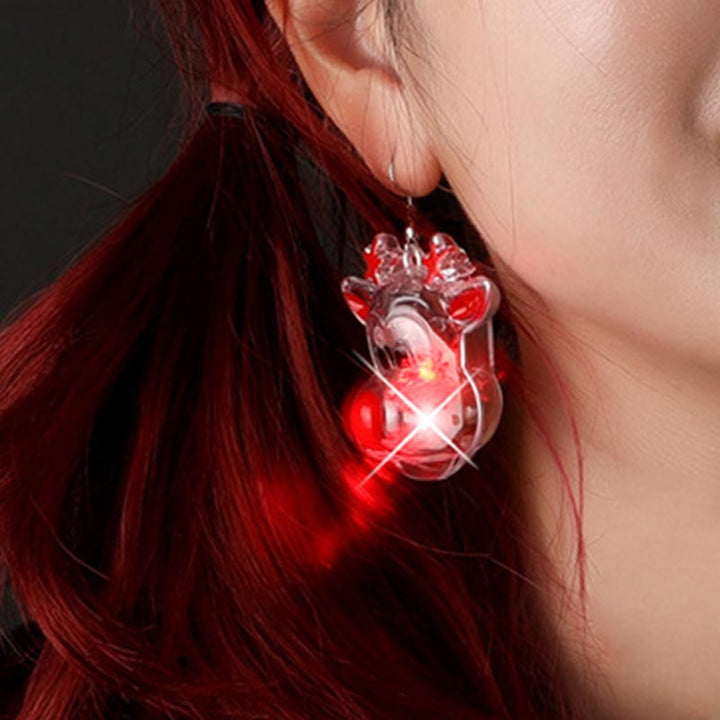 Boucles d'oreilles lumineuses à LED en forme d'élan et de sapin de Noël
