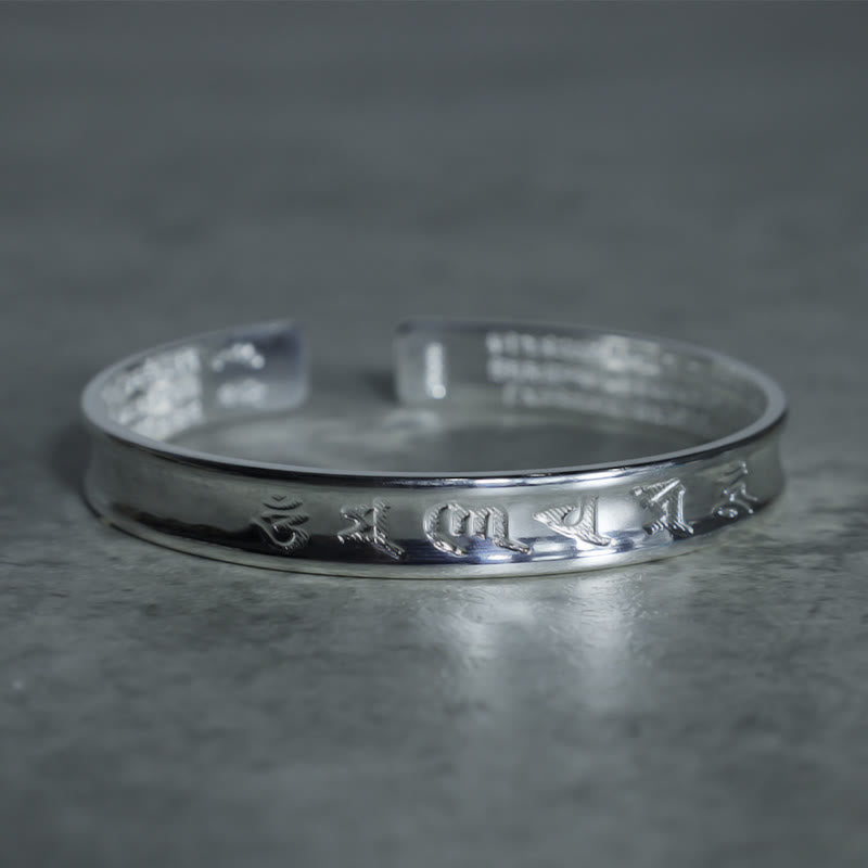 Bracelet en cuivre blanc avec mantra tibétain et Buddha Stones - image 6