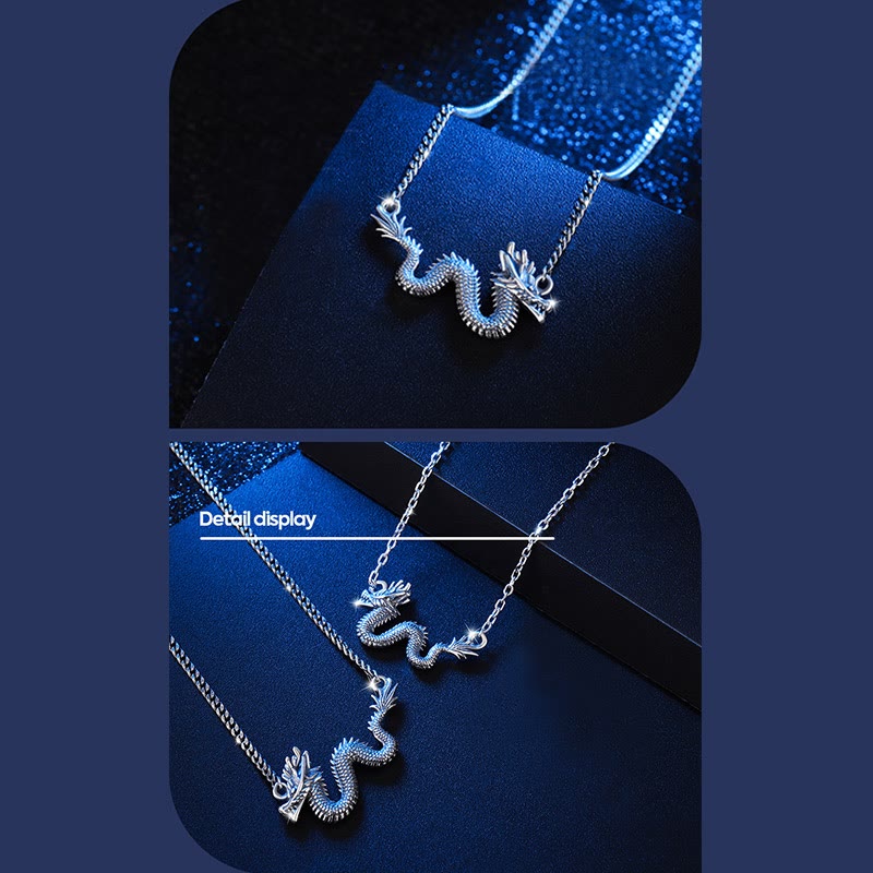 Collier avec pendentif en chaîne de protection du dragon de bon augure en argent sterling 925 Buddha Stones