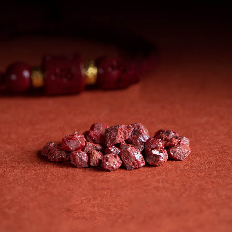 Bracelet tressé avec Buddha Stones tibétaines en cinabre Om Mani Padme Hum gravé et bénédiction