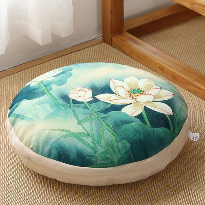 Coussin de siège de méditation en lin à motif simple Buddha Stones et lotus, décoration de salon pour la maison - Détachable - 40cm*10cm - Aigue-marine moyenne - image 30