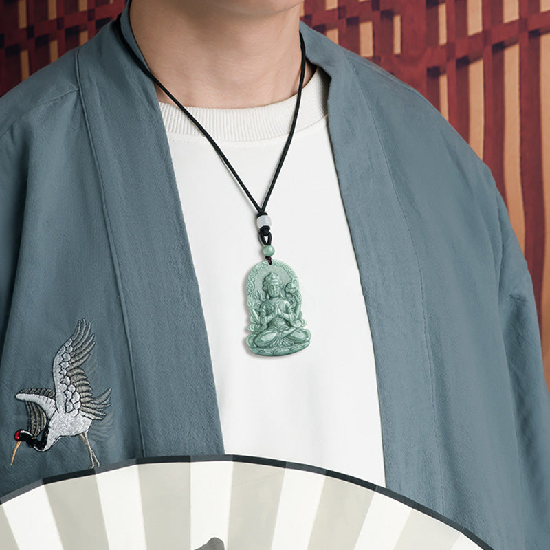 Collier de bénédiction en jade naturel à quatre bras Avalokitesvara - image 2