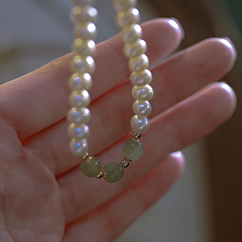 Bracelet chaîne en perles de sincérité en jade blanc cyan Hetian plaqué or 14 carats