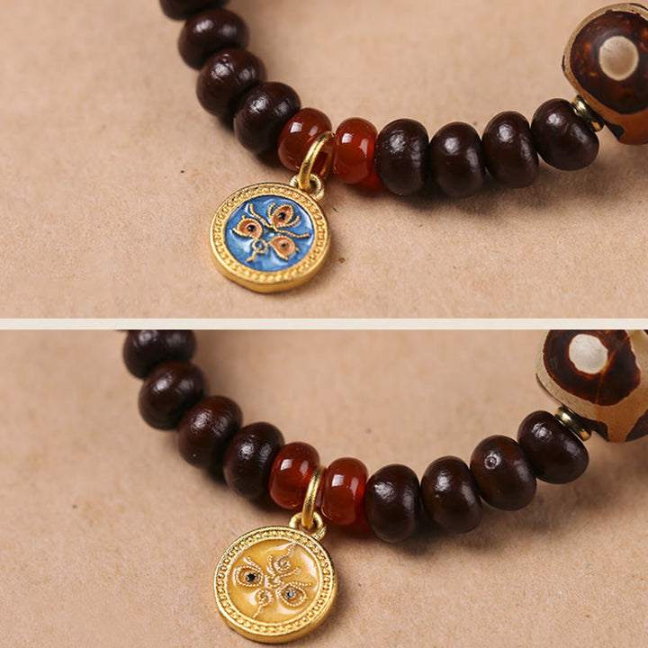 Bracelet en perles de Bodhi violettes naturelles du Tibet Buddha Stones et perles Dzi Dieu de la richesse et de la sagesse