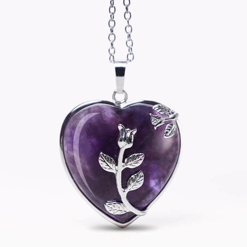 Colliers avec pendentif en forme de cœur en cristaux de guérison naturels en Buddha Stones