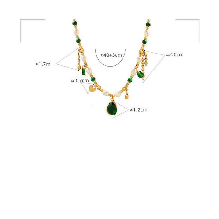 Collier pendentif calme en perles de zircon turquoise
