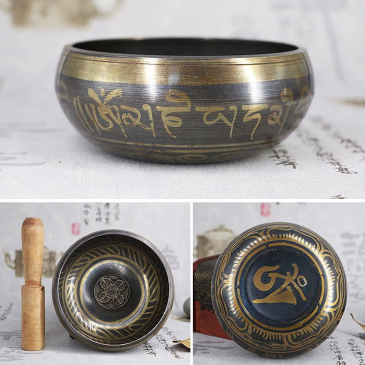 Buddha Stones Bol de méditation tibétain pour la guérison et la pleine conscience Om Mani Padme Hum - image 15