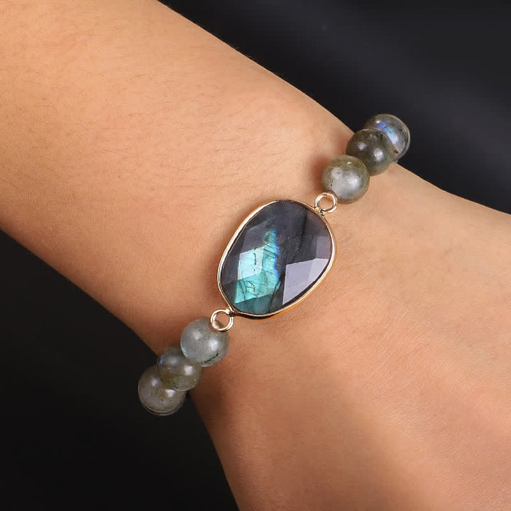 Bracelet de perles de guérison en pierre de lune et labradorite naturelle de Buddha Stones - image 2